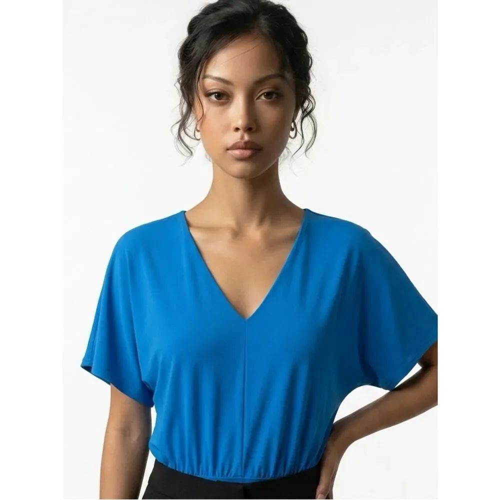 EXPRESS | NEW V-Neck Electric Blue Bodysuit Top Women’s Size Small